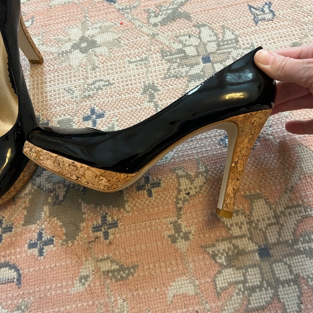 Jessica Simpson Black Patent Heels with Cork Detail